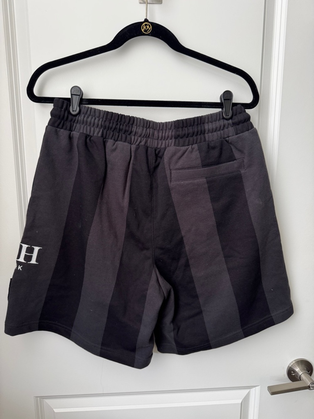 Kith Black & Charcoal Striped Logo Athletic Shorts - Picture 2 of 2